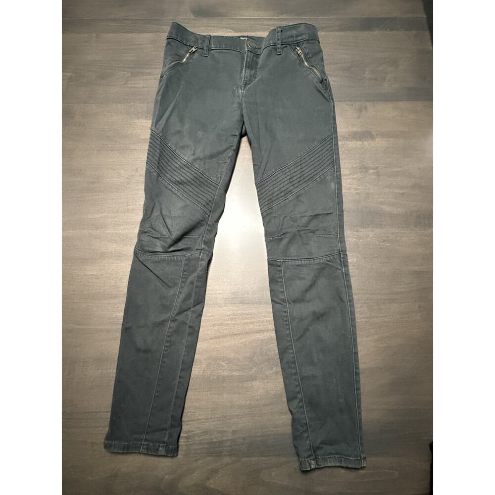 Express Jeans Womens Size 6 Reg Black Moto Biker Slim Fit Denim Stretch 30x27.5
